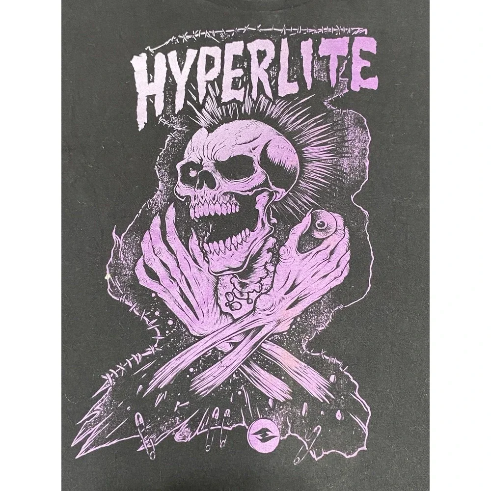 Hyperlite Mens XL Black Purple Skull Graphic‎ T-Shirt Short Sleeve Punk Skater